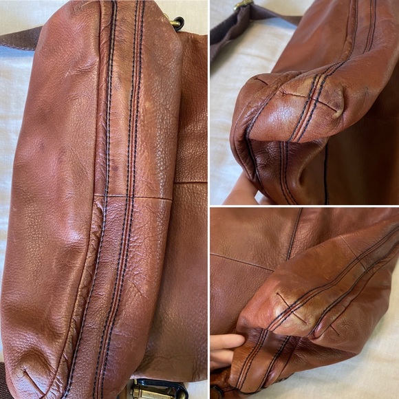 FOSSIL Leather Foldover Shoulder Crossbody Bag Tote Messanger - Picture 8 of 13